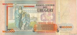 2000 Nuevos Pesos URUGUAY  1989 P.068a TB