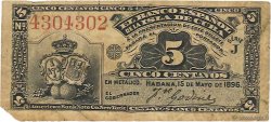 5 Centavos CUBA  1896 P.045a B