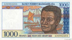 1000 Francs - 200 Ariary MADAGASCAR  1994 P.076a UNC-