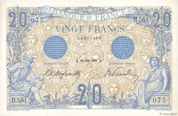 20 Francs BLEU FRANKREICH  1906 F.10.01 VZ+