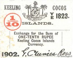 1/10 Rupee ÎLES KEELING COCOS  1902 PS.123 pr.SPL