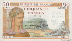 50 Francs CÉRÈS modifié FRANCE  1939 F.18.33
