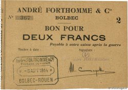 2 Francs FRANCE régionalisme et divers Bolbec 1914 JP.76-053