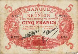 5 Francs Cabasson rouge ÎLE DE LA RÉUNION 1938 P.14 pr.TB