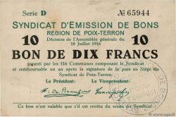 10 Francs FRANCE régionalisme et divers Poix-Terron 1916 JP.08-142