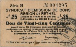 25 Centimes FRANCE régionalisme et divers Rethel 1917 JP.08-172 TTB