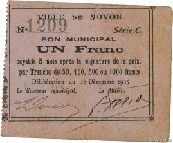 1 Franc FRANCE régionalisme et divers Noyon 1915 JP.60-069
