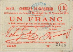 1 Franc FRANCE régionalisme et divers Corbehem 1914 JP.62-0269 TTB