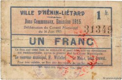 1 Franc FRANCE régionalisme et divers Henin-Lietard 1915 JP.62-0730 TB