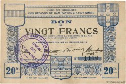20 Francs FRANCE regionalism and miscellaneous Ham, Noyon & Saint-Simon 1916 JP.80-246 XF