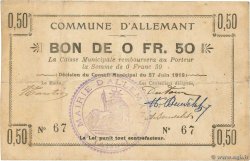 50 Centimes FRANCE régionalisme et divers Allemant 1915 JP.02-0018