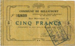 5 Francs FRANCE régionalisme et divers Bellicourt 1915 JP.02-0199