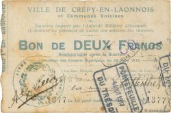 2 Francs FRANCE régionalisme et divers Crepy-en-Laonnois 1915 JP.02-0539