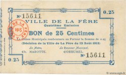 25 Centimes FRANCE régionalisme et divers La Fere 1915 JP.02-0806