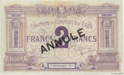 2 Francs Annulé FRANCE régionalisme et divers Agen 1914 JP.002.06 SUP