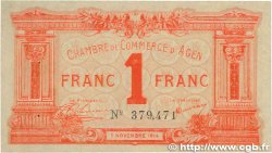 1 Franc FRANCE regionalism and miscellaneous Agen 1914 JP.002.03 XF+