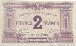 2 Francs FRANCE regionalism and miscellaneous Agen 1914 JP.002.05 XF