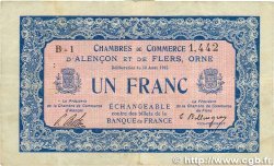1 Franc FRANCE regionalism and miscellaneous Alencon et Flers 1915 JP.006.04 VF