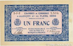 1 Franc FRANCE regionalism and miscellaneous Alencon et Flers 1915 JP.006.24