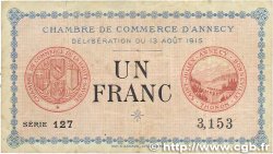 1 Franc FRANCE regionalism and miscellaneous Annecy 1915 JP.010.01 VF