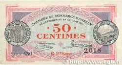 50 Centimes FRANCE régionalisme et divers Annecy 1917 JP.010.09 SUP