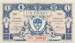 1 Franc FRANCE regionalism and miscellaneous Aurillac 1915 JP.016.04 VF+