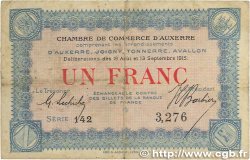 1 Franc FRANCE regionalism and miscellaneous Auxerre 1915 JP.017.01 VF-