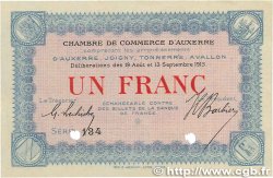 1 Franc FRANCE régionalisme et divers Auxerre 1915 JP.017.03