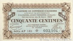 50 Centimes FRANCE regionalism and miscellaneous Auxerre 1920 JP.017.25 XF