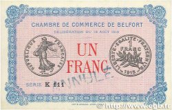 1 Franc Annulé FRANCE regionalism and miscellaneous Belfort 1915 JP.023.11 XF+