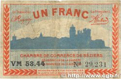 1 Franc FRANCE régionalisme et divers Béziers 1920 JP.027.28 TB