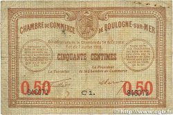 50 Centimes FRANCE régionalisme et divers Boulogne-Sur-Mer  1914 JP.031.17 B