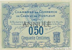 50 Centimes Annulé FRANCE régionalisme et divers Caen et Honfleur 1915 JP.034.05 SUP