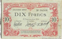 10 Francs FRANCE régionalisme et divers Cambrai 1914 JP.037.17 TB