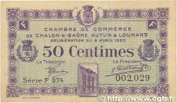 50 Centimes FRANCE régionalisme et divers Châlon-Sur-Saône, Autun et Louhans 1920 JP.042.24 TTB+