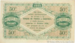 50 Centimes FRANCE régionalisme et divers Chartres 1915 JP.045.01 SUP+