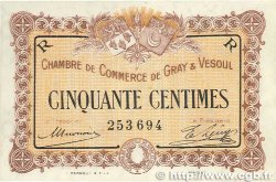 50 Centimes FRANCE régionalisme et divers Gray et Vesoul 1915 JP.062.07 SPL