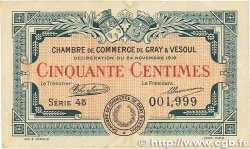 50 Centimes FRANCE régionalisme et divers Gray et Vesoul 1919 JP.062.11 TTB+