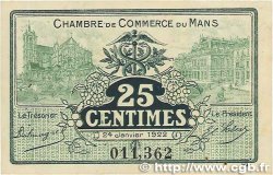 25 Centimes FRANCE régionalisme et divers Le Mans 1922 JP.069.20 SUP