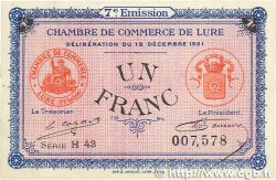 1 Franc FRANCE régionalisme et divers Lure 1921 JP.076.43 SUP