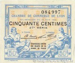 50 Centimes FRANCE régionalisme et divers Lyon 1922 JP.077.26 TTB+
