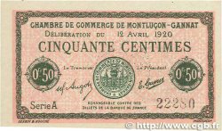 50 Centimes FRANCE régionalisme et divers Montluçon, Gannat 1920 JP.084.50