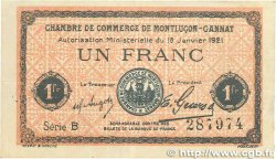 1 Franc FRANCE régionalisme et divers Montluçon, Gannat 1921 JP.084.58
