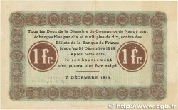 1 Franc FRANCE régionalisme et divers Nancy 1915 JP.087.05 TTB