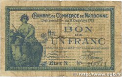 1 Franc FRANCE regionalism and miscellaneous Narbonne 1919 JP.089.18 G