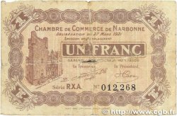 1 Franc FRANCE regionalism and miscellaneous Narbonne 1921 JP.089.28
