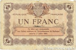 1 Franc FRANCE regionalism and miscellaneous Narbonne 1921 JP.089.28 G