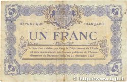 1 Franc FRANCE regionalism and miscellaneous Narbonne 1922 JP.089.32 VF