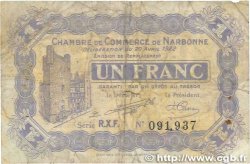 1 Franc FRANCE regionalism and miscellaneous Narbonne 1922 JP.089.32