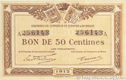 50 Centimes FRANCE régionalisme et divers Quimper et Brest 1915 JP.104.01 TTB+